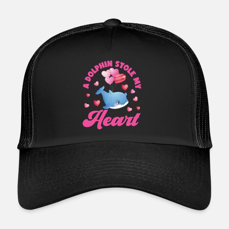 Dolphin Valentines Day A Dolphin - Trucker Cap - Schwarz/Schwarz