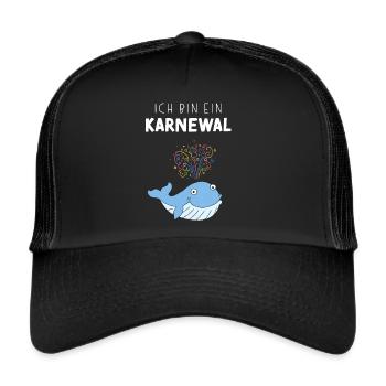 Ich bin ein Karnewal Karneval Konfetti Walkostüm - Trucker Cap - Schwarz/Schwarz - Vorne
