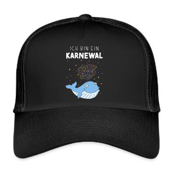 Ich bin ein Karnewal Karneval Kostümersatz - Trucker Cap - Schwarz/Schwarz - Vorne