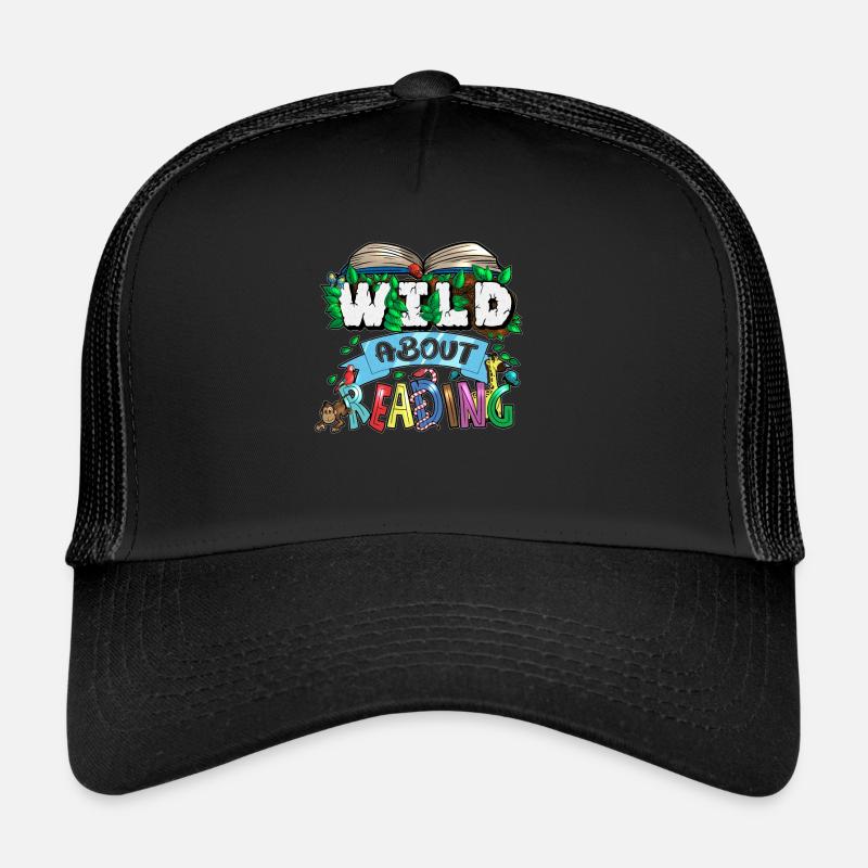 Wild About Reading Book Wilderness Animals École élémentaire Casquette trucker 