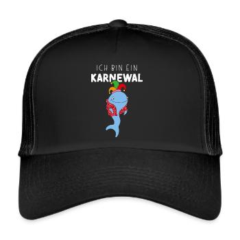 Ich bin ein Karnewal Karneval Konfetti Narrenkappe - Trucker Cap - Schwarz/Schwarz - Vorne