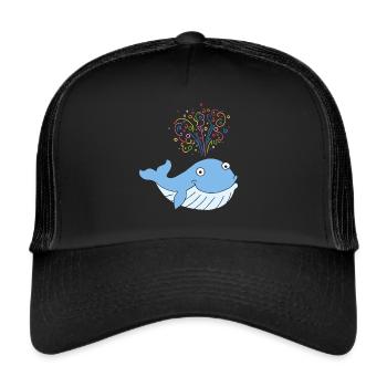 Carnival, Carnival, Confetti, Whale, Confetti Rain - Trucker Cap - black/black - Front