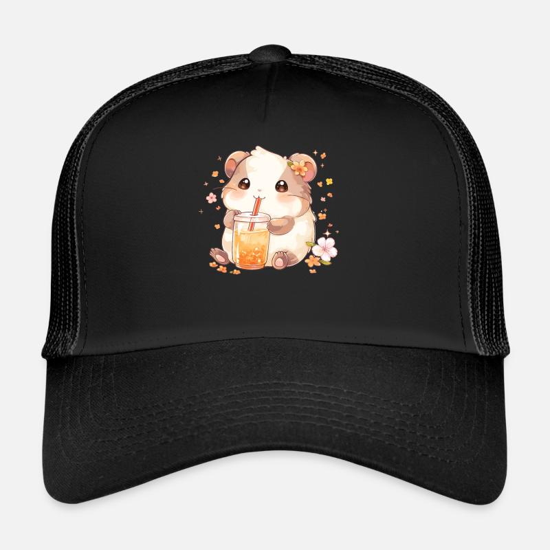 Kawaii Hamster Drinks Boba Bubble Tea Chibi Trucker Cap