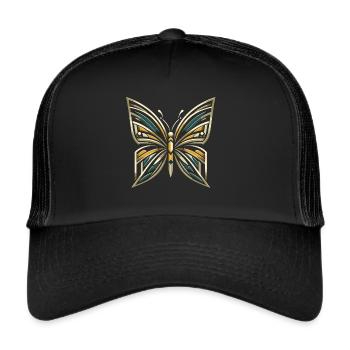 Vintage Wings: Butterfly in Art Deco Style - Trucker Cap - black/black - Front