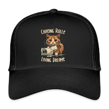 Cat Joy: Toilet Paper Dance - Trucker Cap - black/black - Front