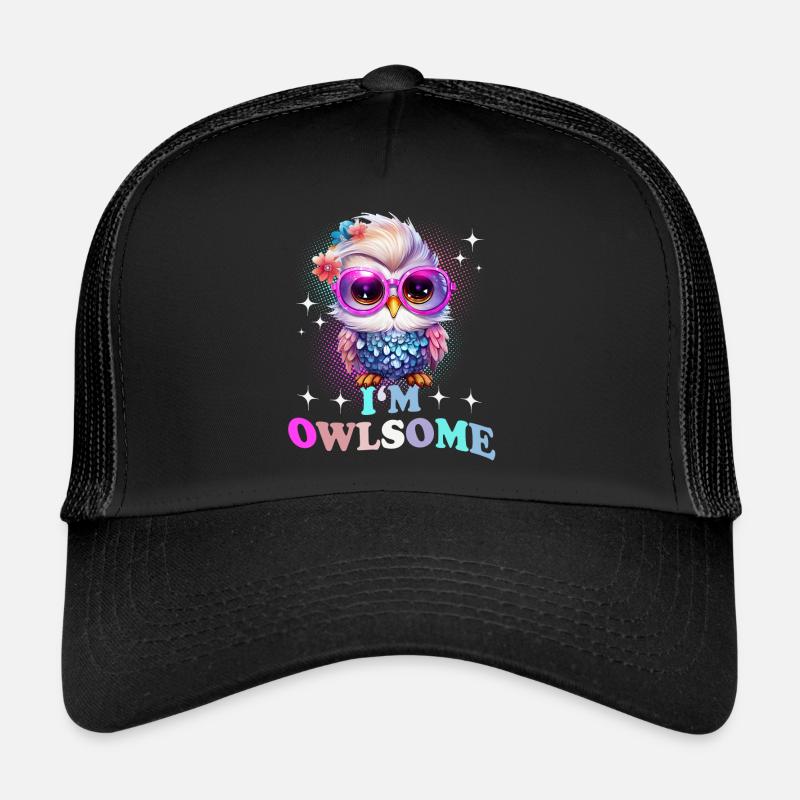 Eule Eulen I`m Owlsome - Trucker Cap - Schwarz/Schwarz