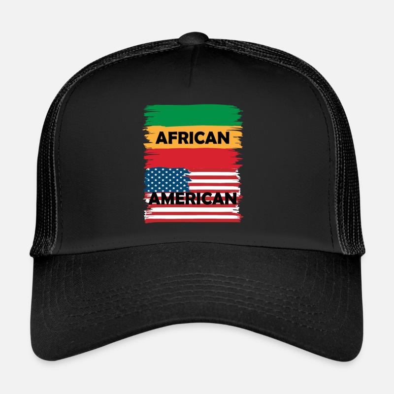 Fier Afro-Américain. Illustrations de drapeaux Casquette trucker 