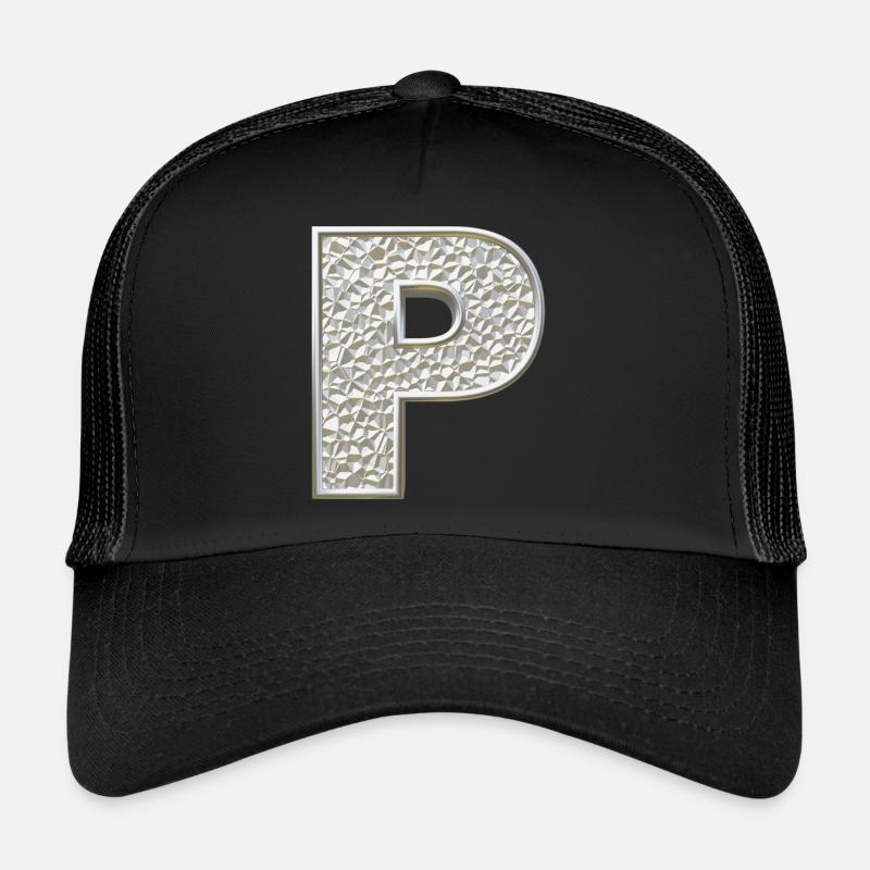 P, letter, letter P, initial, initial P, monogram, Trucker Cap