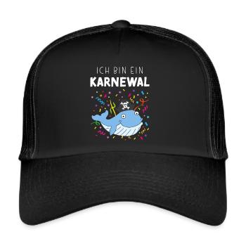 Ich bin ein Karnewal Karneval Konfetti Piraten - Trucker Cap - Schwarz/Schwarz - Vorne