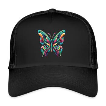 Jeu de couleurs : la magie moderne des papillons - Casquette trucker  - noir/noir - Devant
