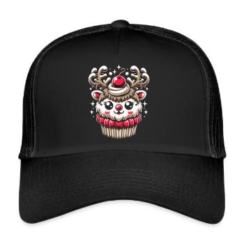 Reindeer Delicacy: Sweet Christmas Cupcake - Trucker Cap - black/black - Front
