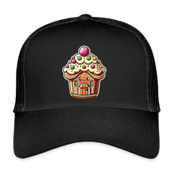 Gingerbread House Fantasy: Cupcake Edition - Trucker Cap - black/black - Front