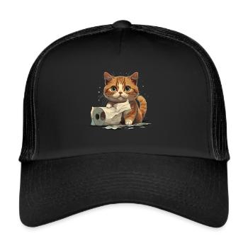 Playful Kitten: Toilet Fun - Trucker Cap - black/black - Front