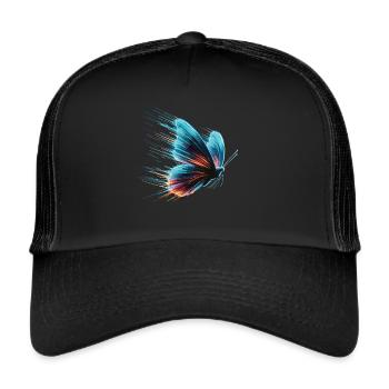 Élégance virtuelle : Papillon dans le style Pixel - Casquette trucker  - noir/noir - Devant