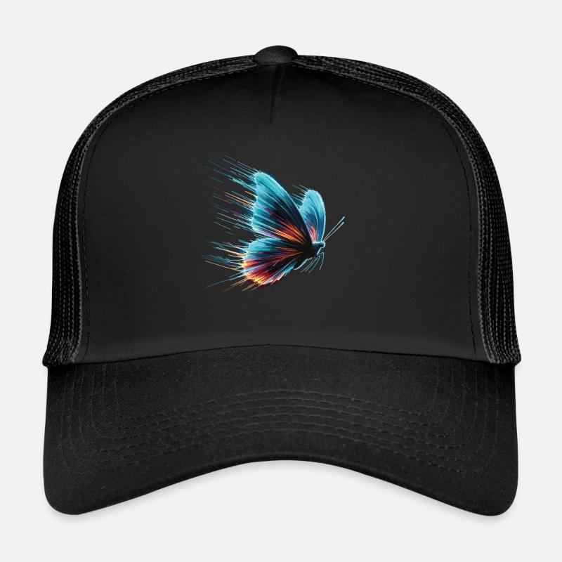 Virtual Elegance: Butterfly in Pixel Style Trucker Cap