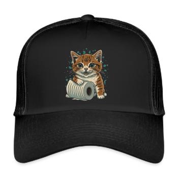 Rouleaux de papier tumbling : Chat espiègle - Casquette trucker  - noir/noir - Devant