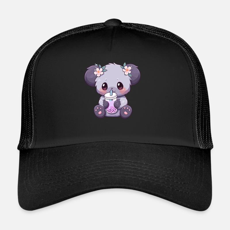Kawaii Koala Drinks Boba Bubble Tea Chibi Trucker Cap