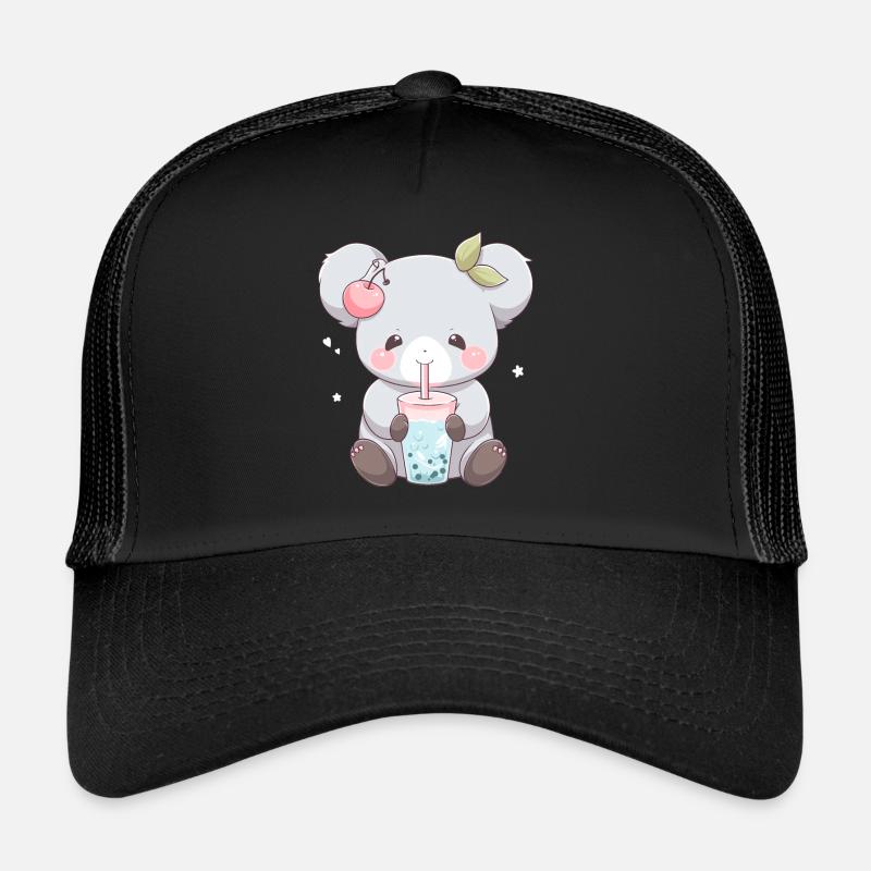 Kawaii Koala Drinks Boba Bubble Tea Chibi Trucker Cap