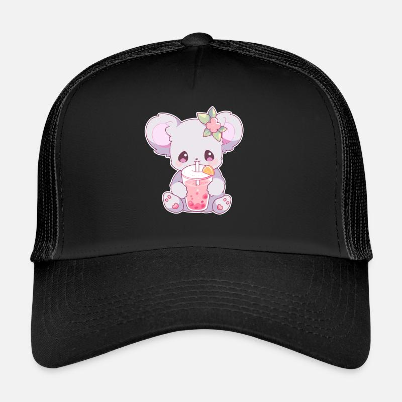 Kawaii Koala Drinks Boba Bubble Tea Chibi Trucker Cap