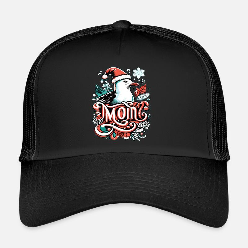 Moin Möwe Moin Sprüche Hamburg Moin Dialekt - Trucker Cap - Schwarz/Schwarz