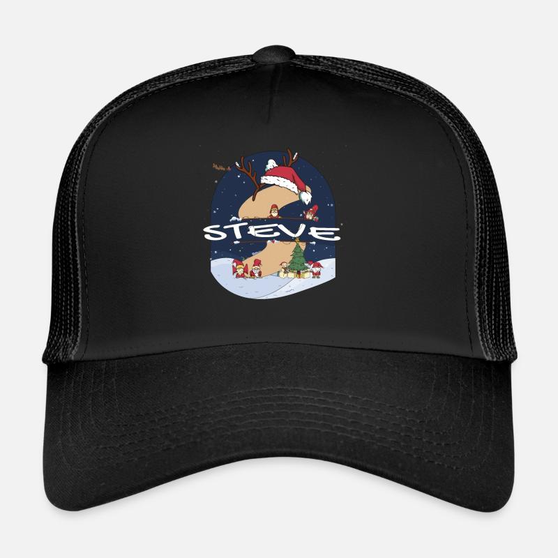 Impressionnant Steve Nom w chapeau de Père Noël dans le thème de Noël Casquette trucker 