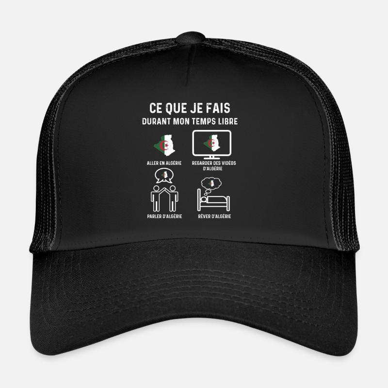 algérie dz temps libre cadeau - Casquette trucker - noir/noir