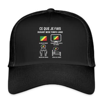 congo Brazzaville temps libre cadeau - Casquette trucker  - noir/noir - Devant