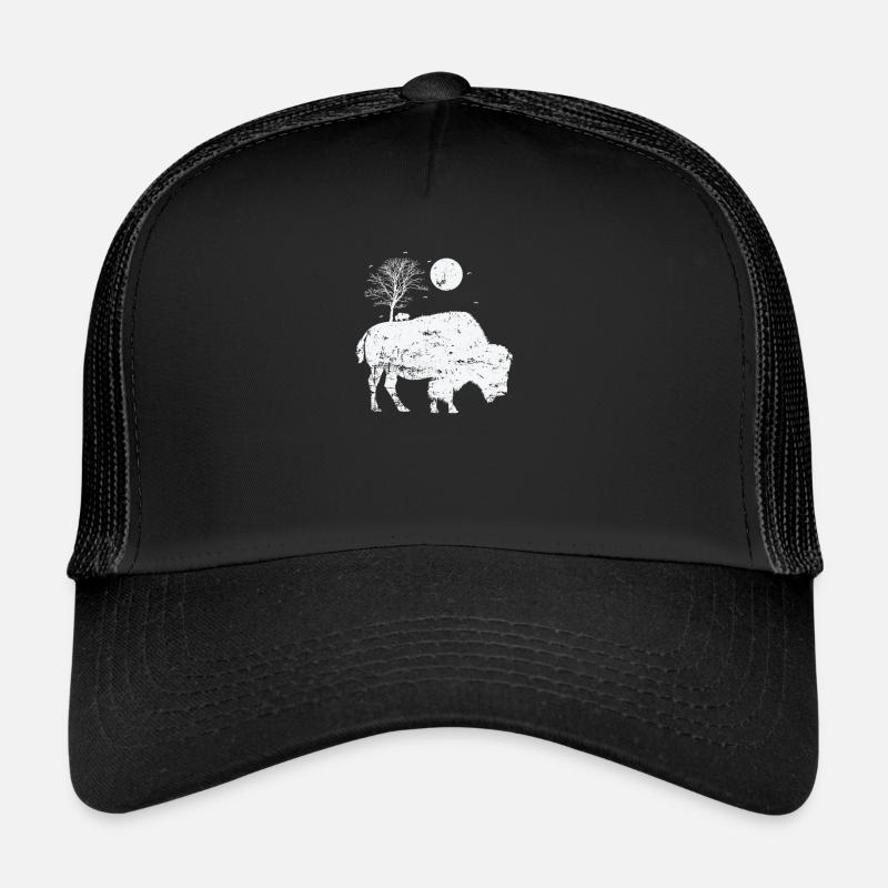 Bison and moonlight animal Trucker Cap