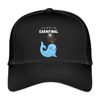 Ich bin ein Karnewal Karneval Konfetti Piraten - Trucker Cap - Schwarz/Schwarz - Vorne