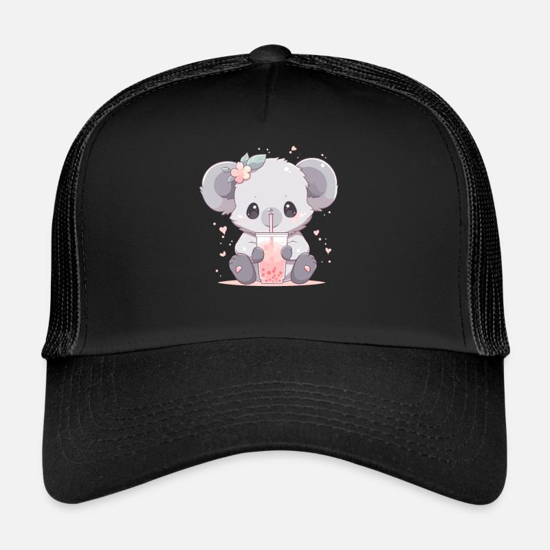 Kawaii Koala Drinks Boba Bubble Tea Chibi Trucker Cap