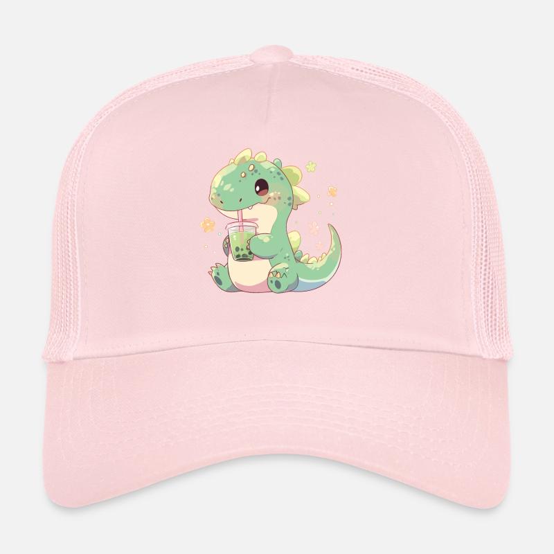 Kawaii Dinosaure Boissons Boba Bubble Tea Chibi Casquette trucker 