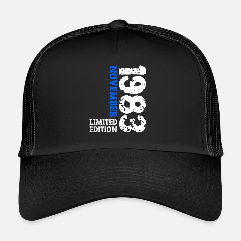 1983 November Limited Edition 40. Geburtstag Deko - Trucker Cap - Schwarz/Schwarz