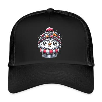Frosty Delight Christmas Snowman Cupcake - Trucker Cap - black/black - Front