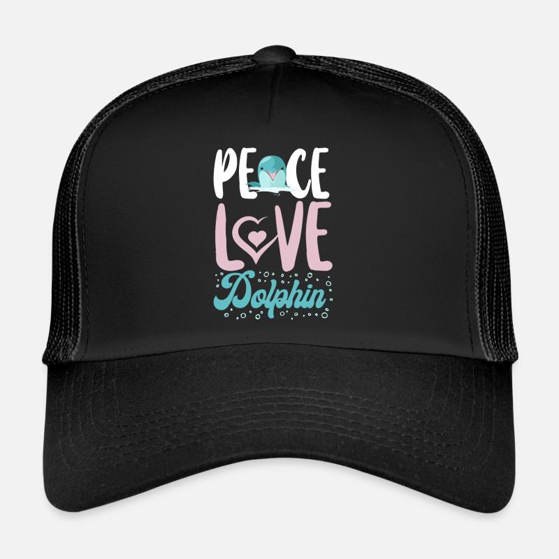 Dolphin Peace Love Dolphin Trucker Cap