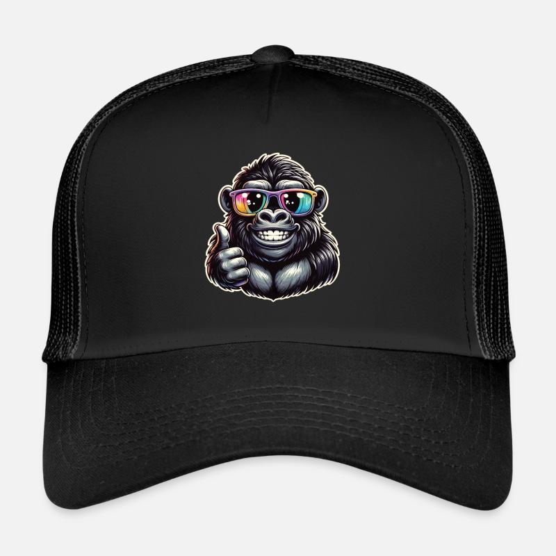 Gorilla mit Sonnenbrille - Trucker Cap - Schwarz/Schwarz