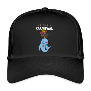 Ich bin ein Karnewal Karneval Fasching Konfetti - Trucker Cap - Schwarz/Schwarz - Vorne