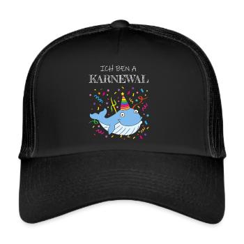 Ich bin ein Karnewal Karneval Konfetti Kölsch Köln - Trucker Cap - Schwarz/Schwarz - Vorne