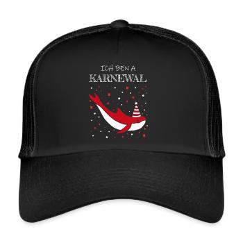 Kölner Karneval Rot Weiß Fasching Konfetti Kölsch - Trucker Cap - Schwarz/Schwarz - Vorne
