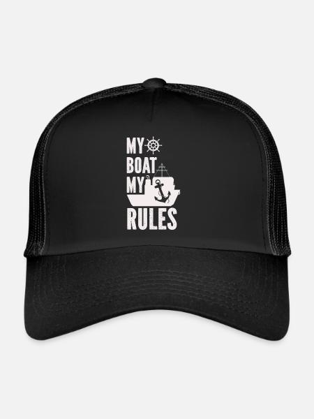 Bootskapitän Lustiger Bootssegelsee Boater - Trucker Cap - Schwarz/Schwarz - Vorne
