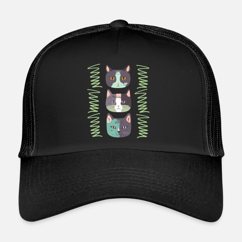 Cat Head, Three Cats, Cat Faces Trucker Cap
