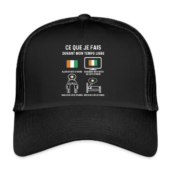 côte d'ivoire temps libre cadeau - Casquette trucker  - noir/noir - Devant