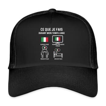 italie drapeau temps libre cadeau - Casquette trucker  - noir/noir - Devant