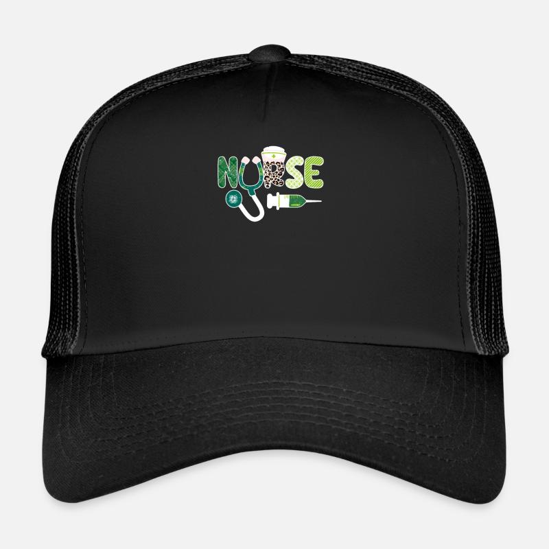 Krankenschwester Stethoskop Medizin Irish - Trucker Cap - Schwarz/Schwarz