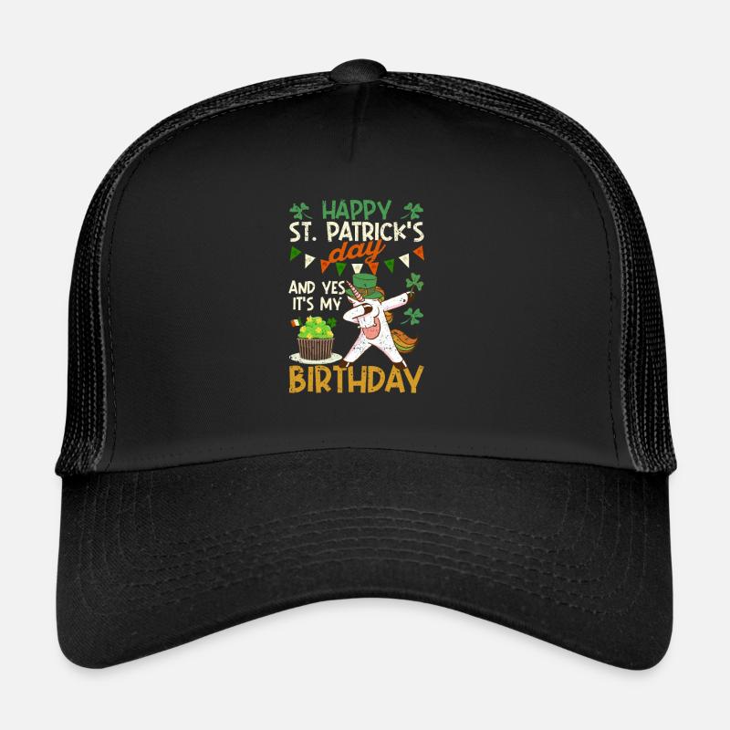 Happy St. Patrick's Day Und Ja Mein Geburtstag Dab - Trucker Cap - Schwarz/Schwarz