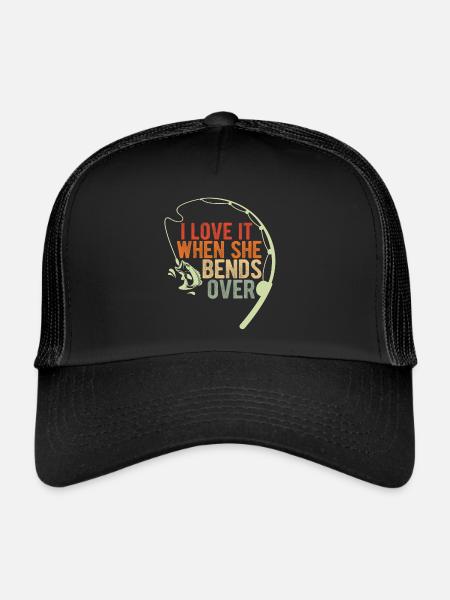 J’adore quand elle se penche ! Pêcheur, Nature, Pêche - Casquette trucker  - noir/noir - Devant
