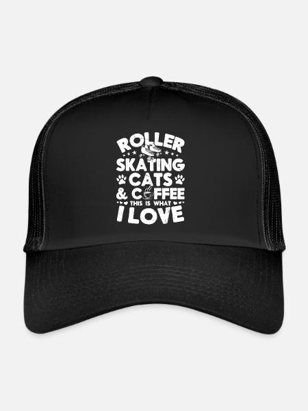 Roller Skates Roller Skating & Cat Owner - Trucker Cap - black/black - Front