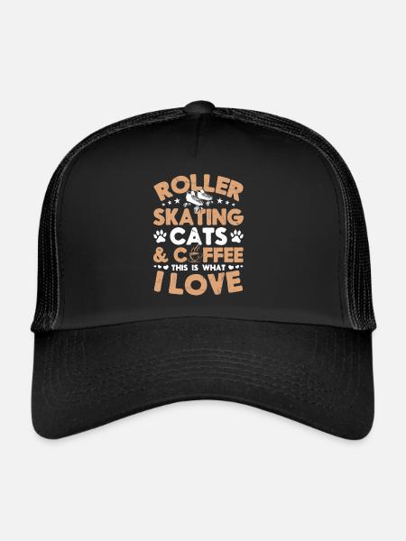 Cat Lover - Roller Skates Roller Skating Roller Sk - Trucker Cap - black/black - Front