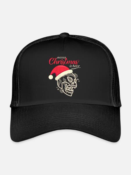 Crâne de Noël crâne, dicton drôle - Casquette trucker  - noir/noir - Devant