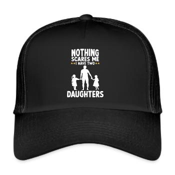 Vater 2 Töchter niedlich Vater Tochter Partnerlook - Trucker Cap - Schwarz/Schwarz - Vorne