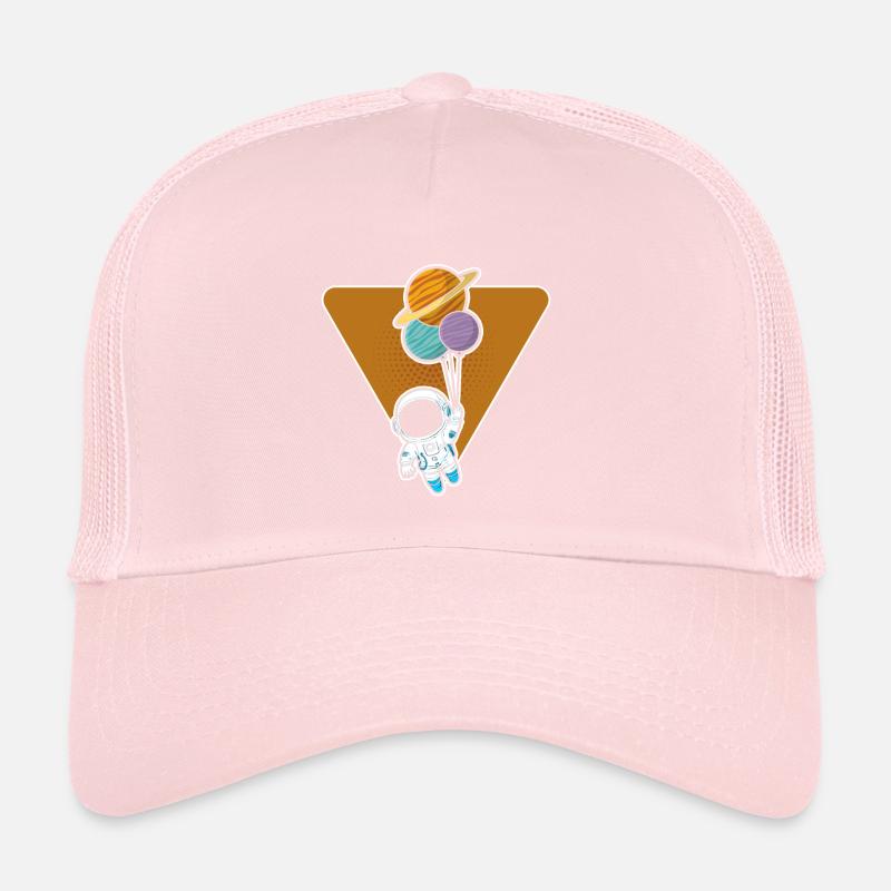 Astronaut Holding Planet Balloons Solar System Trucker Cap